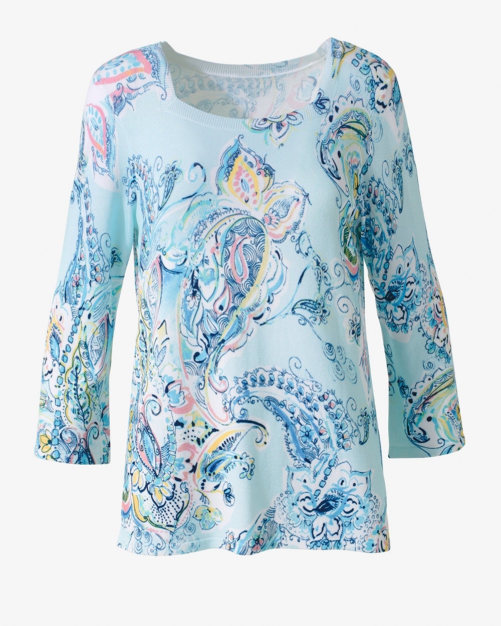 Whimsical Paisley Square-Neck Pullover