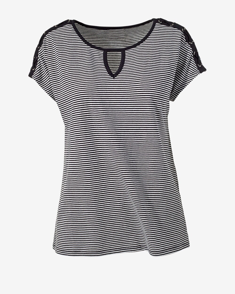 Magical Stripes Lace-Up Shoulder Tee