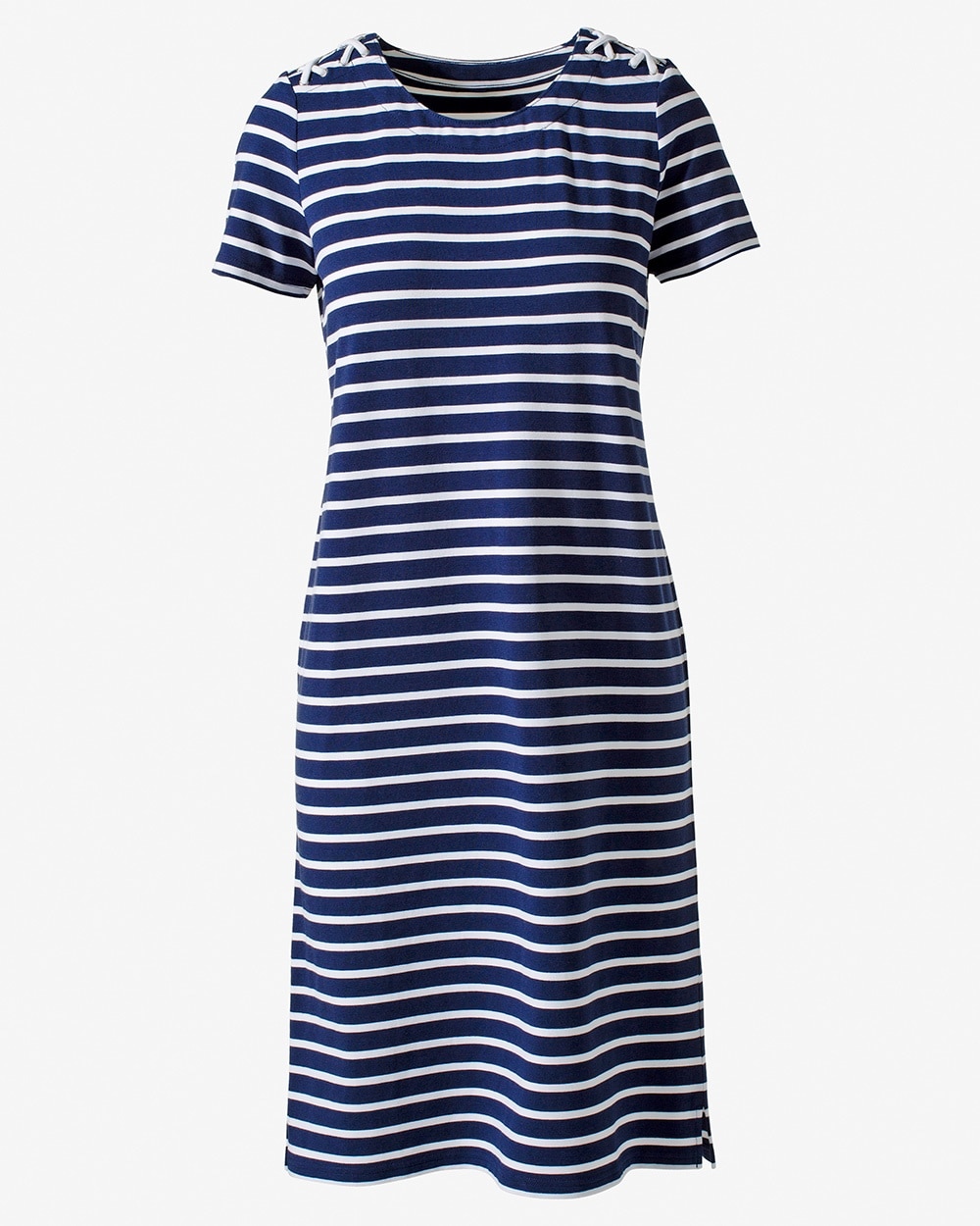 Vacation Stripes Lace-Up T-Shirt Dress