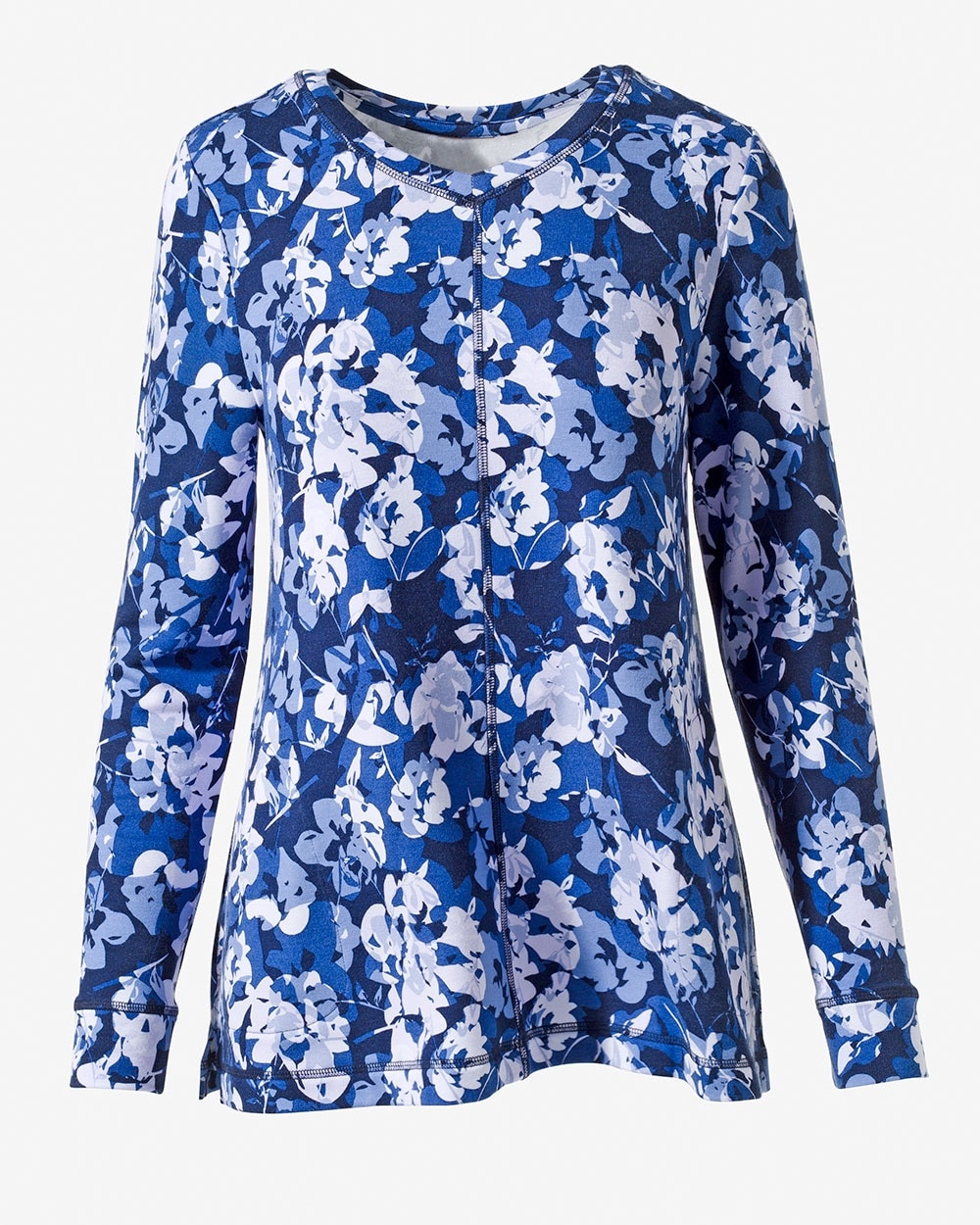 Weekends CoziSoft Abstract Floral Camo Seamed Pullover