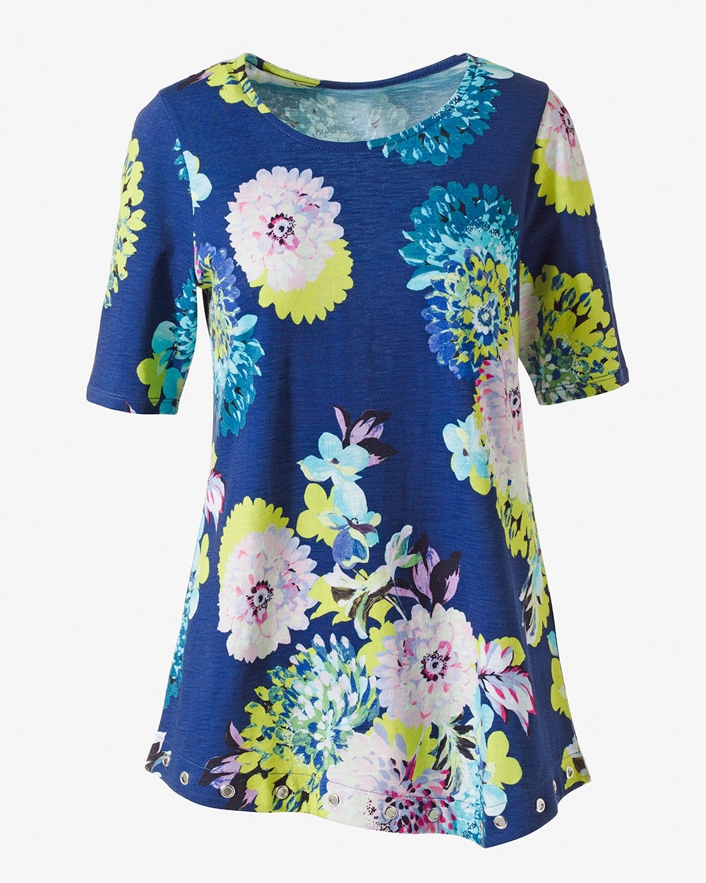Blooming Happiness Asymmetrical Grommet Tunic