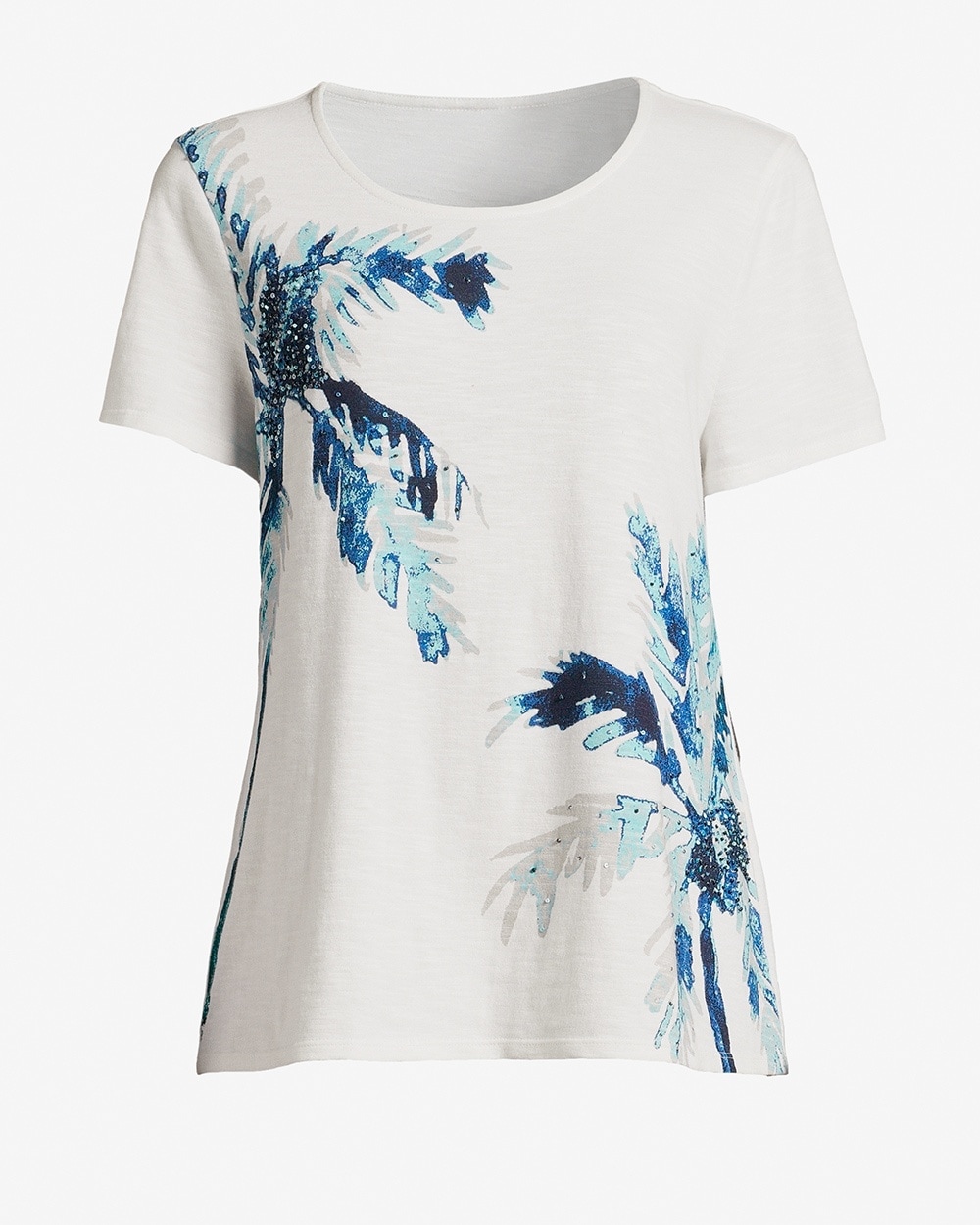 Whimsy Tropical Palms Embellished Tee