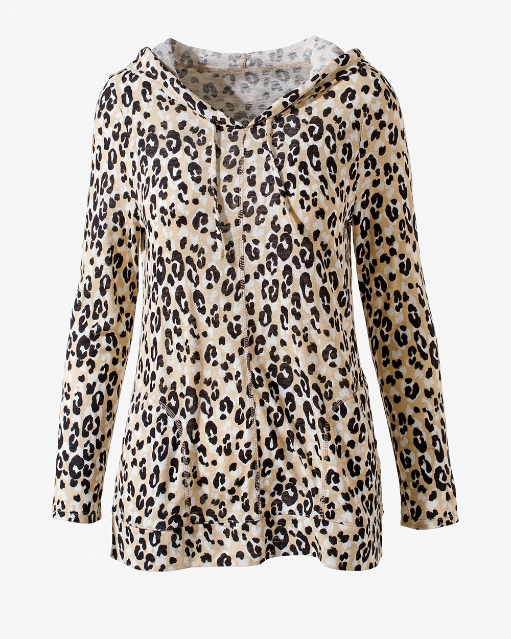SupremelySoft Winter Leopard Hooded Pocket Tunic