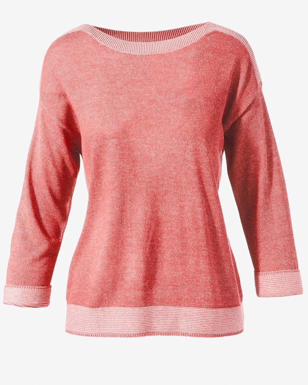 Two-Tone Boat-Neck Pullover