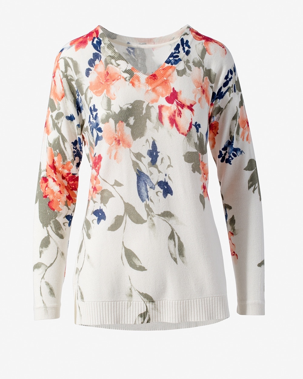 Touch of Cashmere Cascade Petal Easy V-Neck Pullover