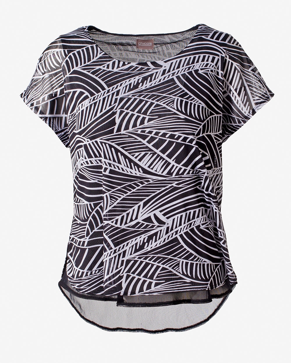 Palm Graphic Double-Layer Mesh Tunic