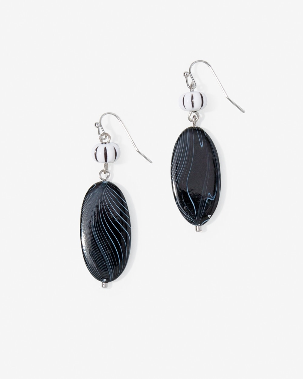 Black-And-White Swirls Hoop Oval Drop Earrings
