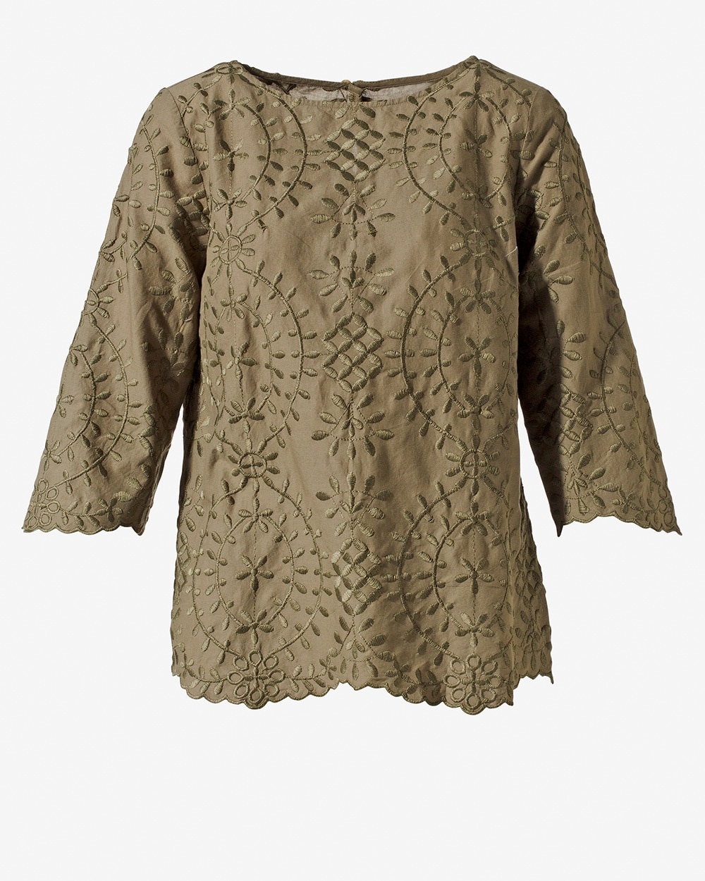 Allover Embroidery 3/4-Sleeve Top