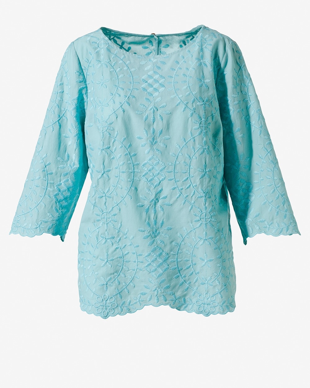 Allover Embroidery 3/4-Sleeve Top
