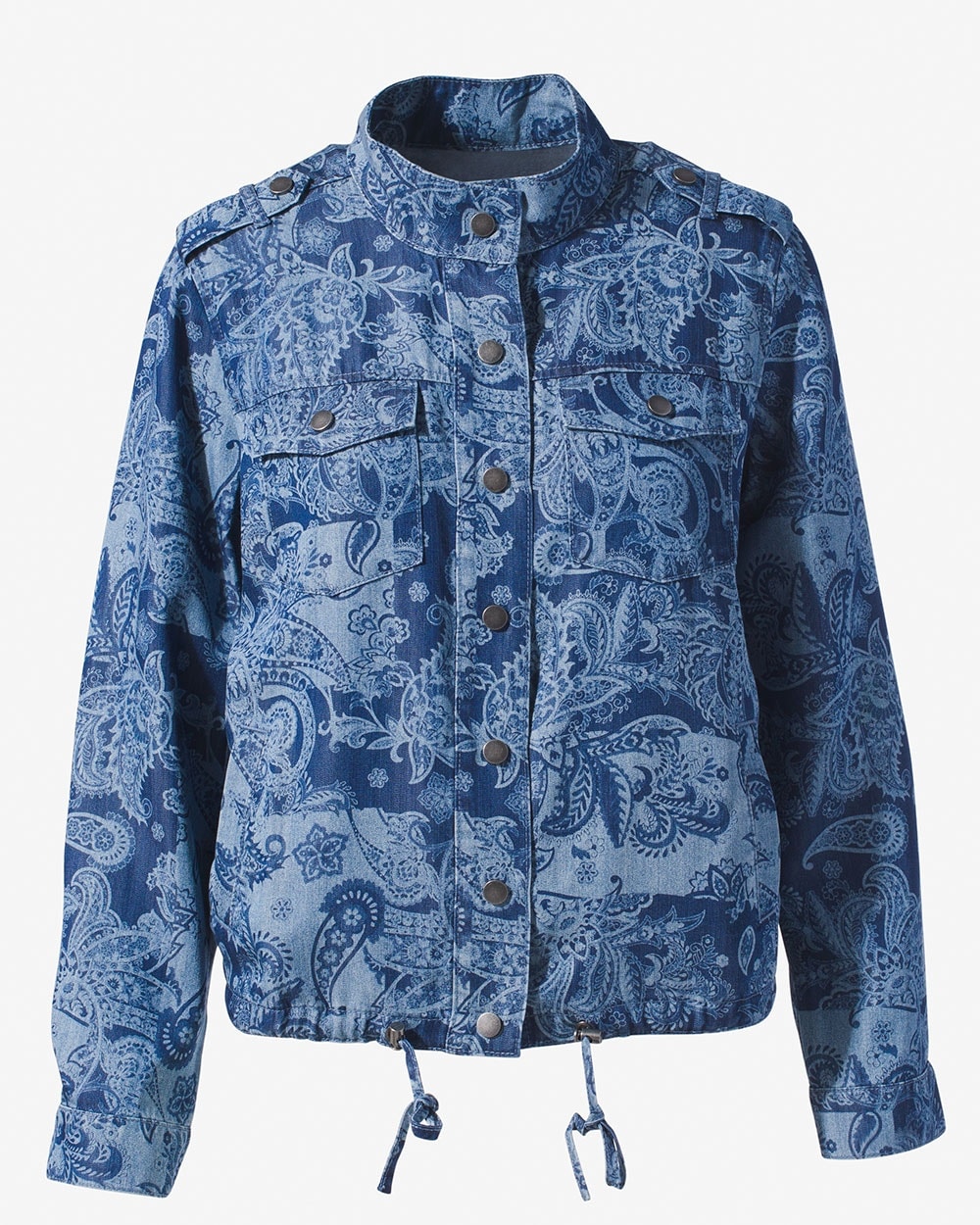 Patch Floral Chambray Utility Jacket