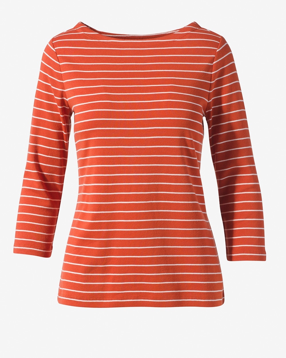 Classic Stripes Boat-Neck 3/4-Sleeve Tee