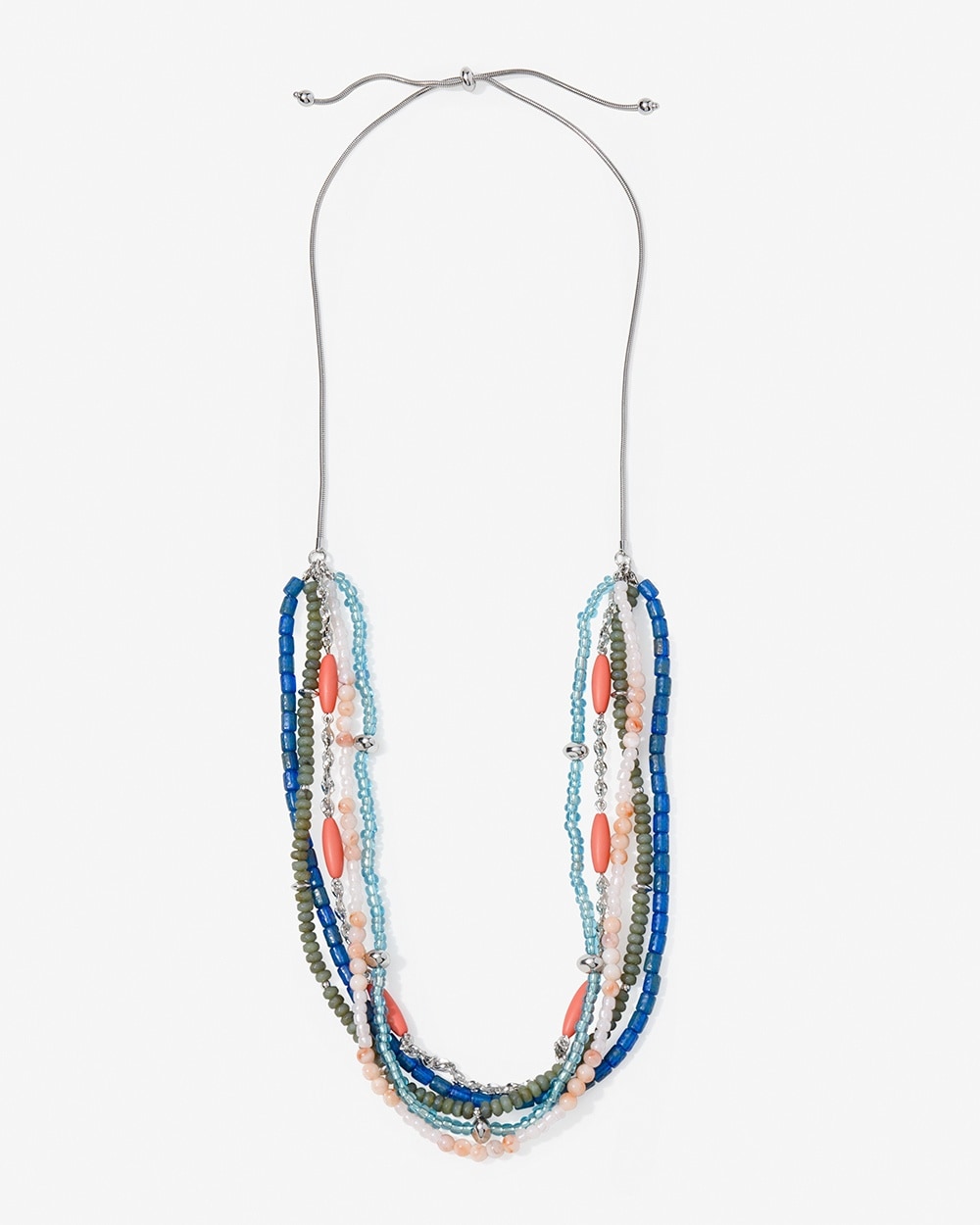 Multicolor Beaded Multi-Strand Adjustable Necklace
