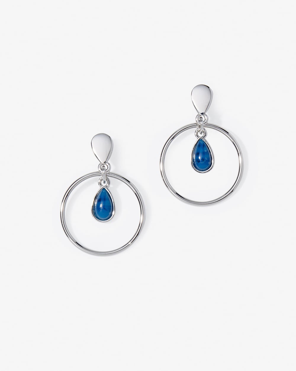 Blue Stone Drop Orbital Hoop Earrings
