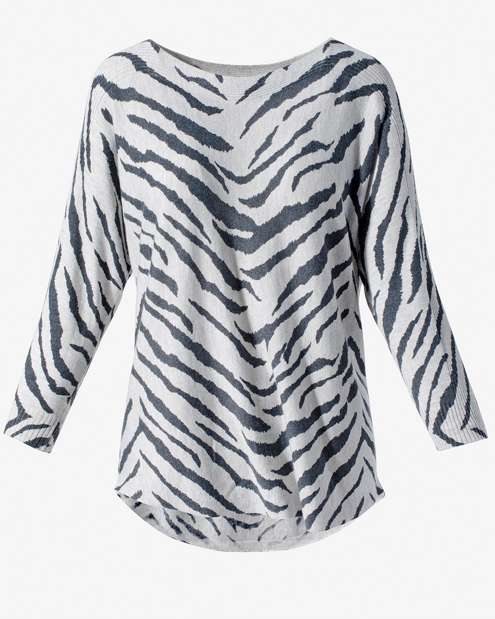 Touch of Cashmere Zebra Boat-Neck Pullover