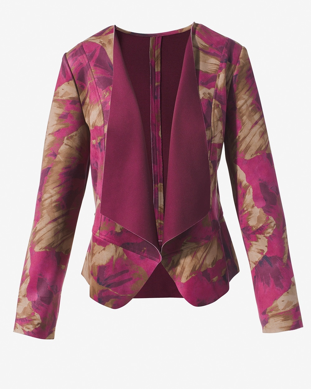 Abstract Beauty Faux-Suede Drape-Front Jacket
