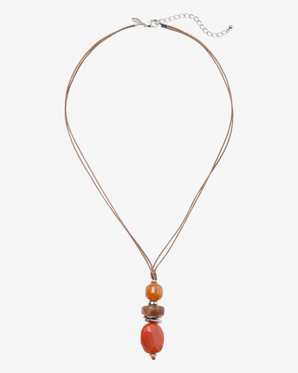 Orange Neutral Beaded Pendant Necklace