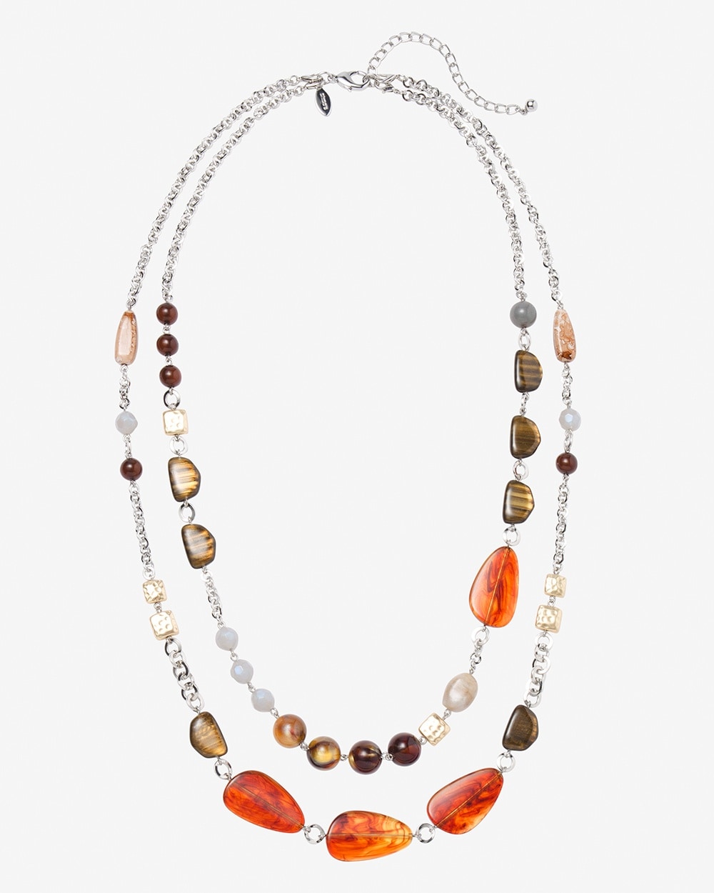 Neutral Multicolored Double-strand Necklace