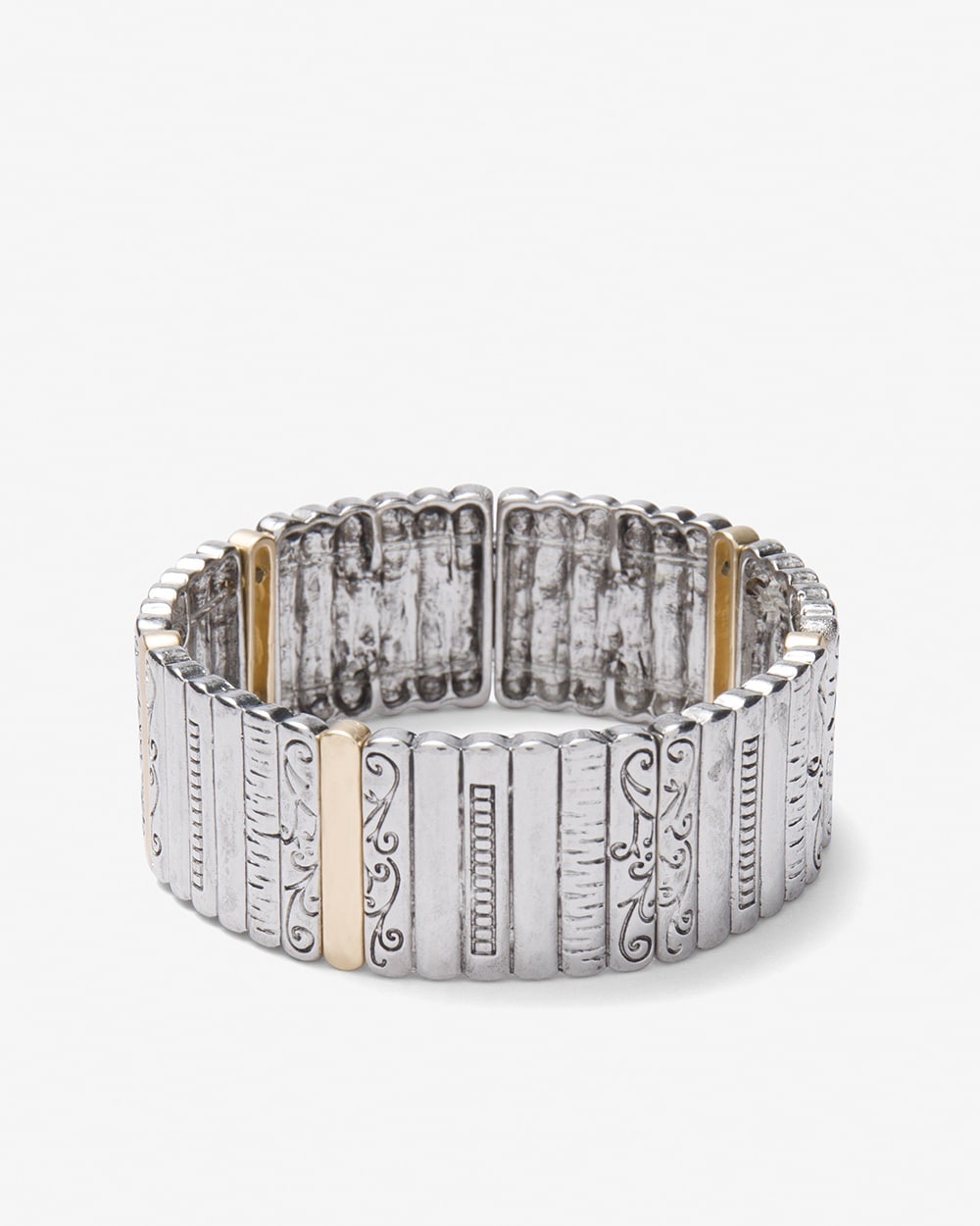 Etched Mixed-Metal Stretch Bracelet