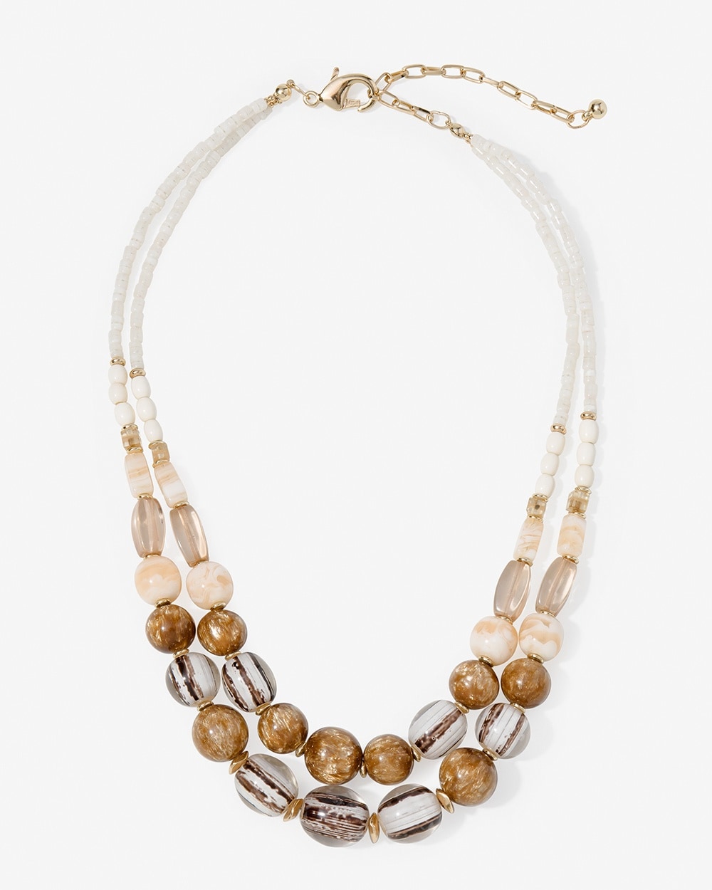 Neutral Beads Short Multi-Strand Necklace