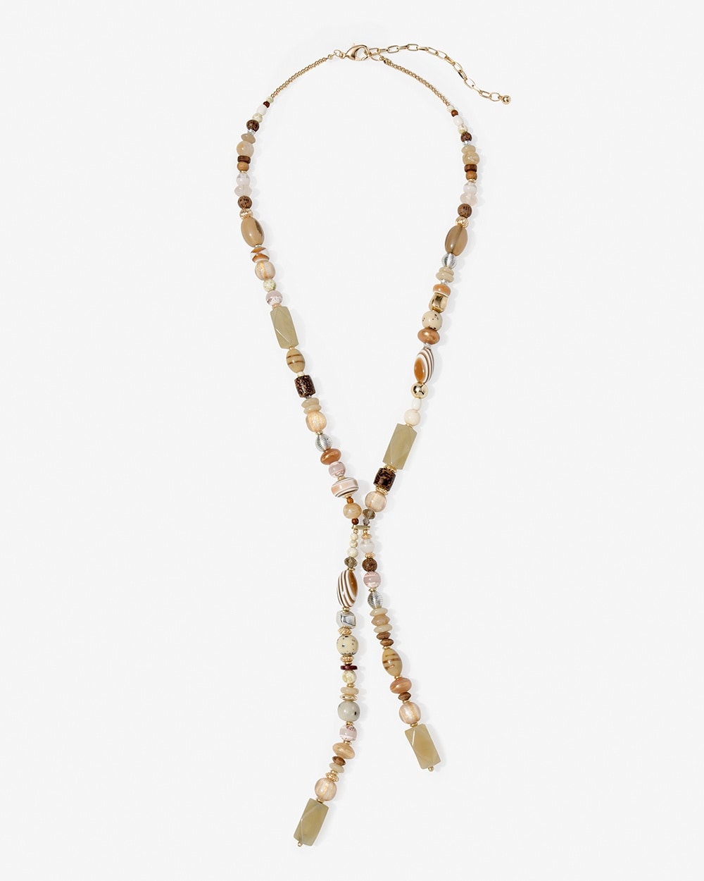 Neutral Beads Long Y-Necklace