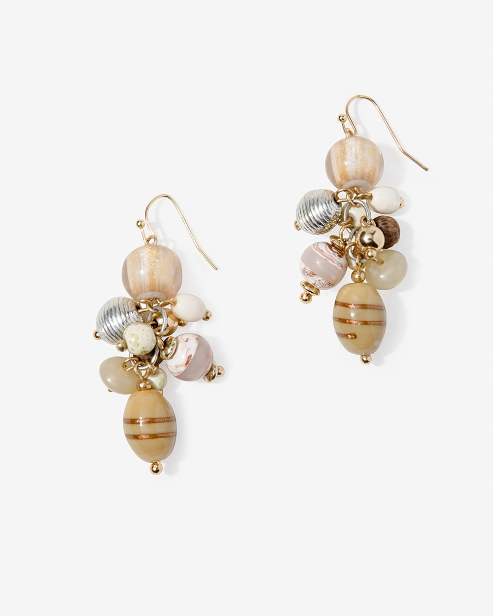 Neutral Beads Cluster Earrings