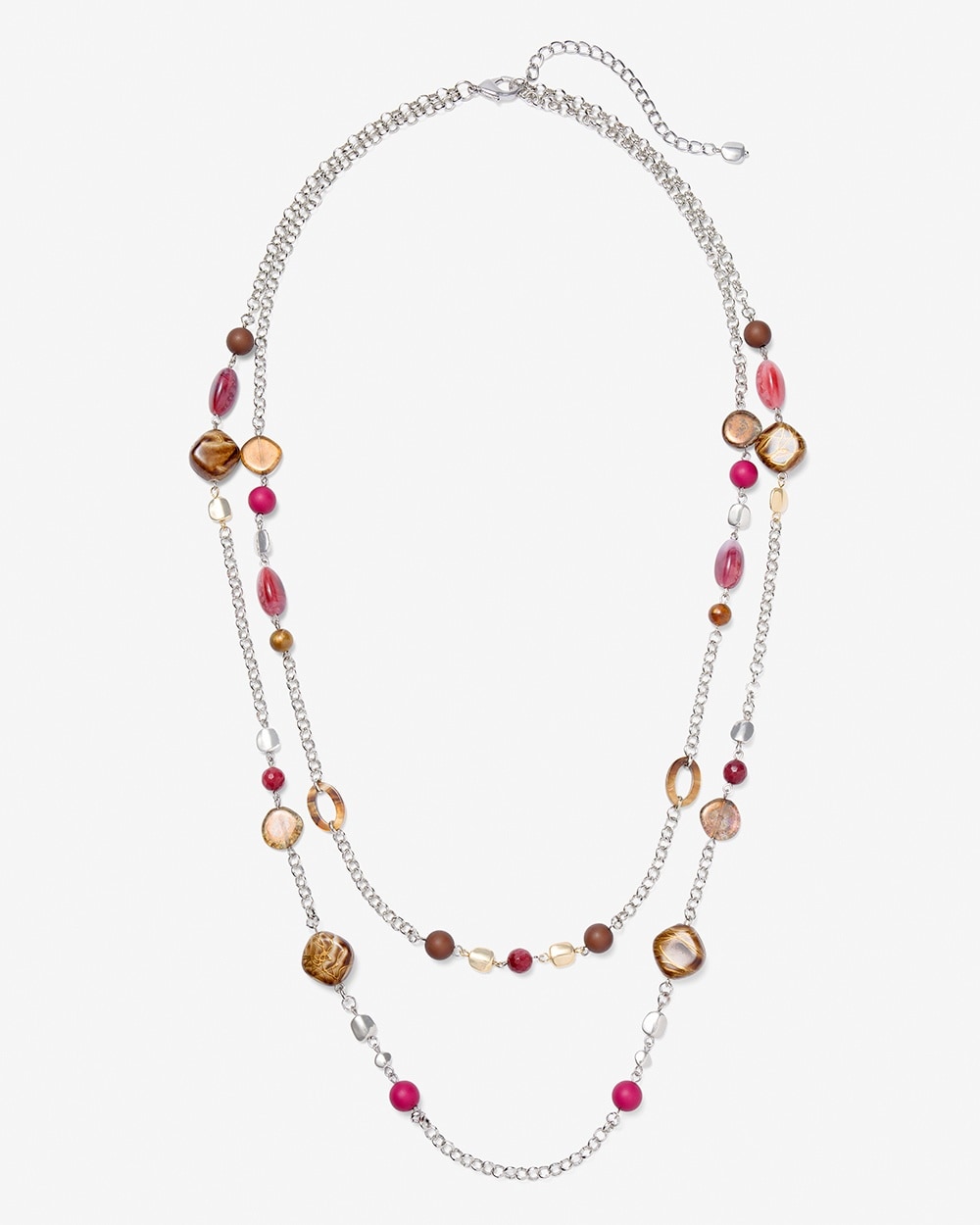 Berry Brown Mix Long Multistrand Necklace