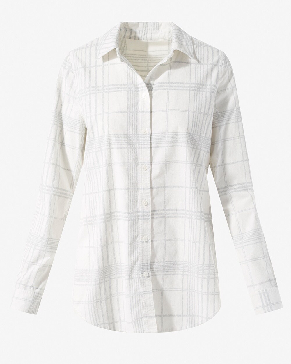 Soft Feminine Plaid Button-Down Shirt