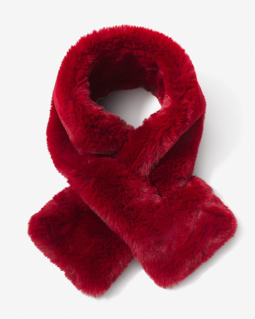 Red Faux-Fur Pull-Through Scarf