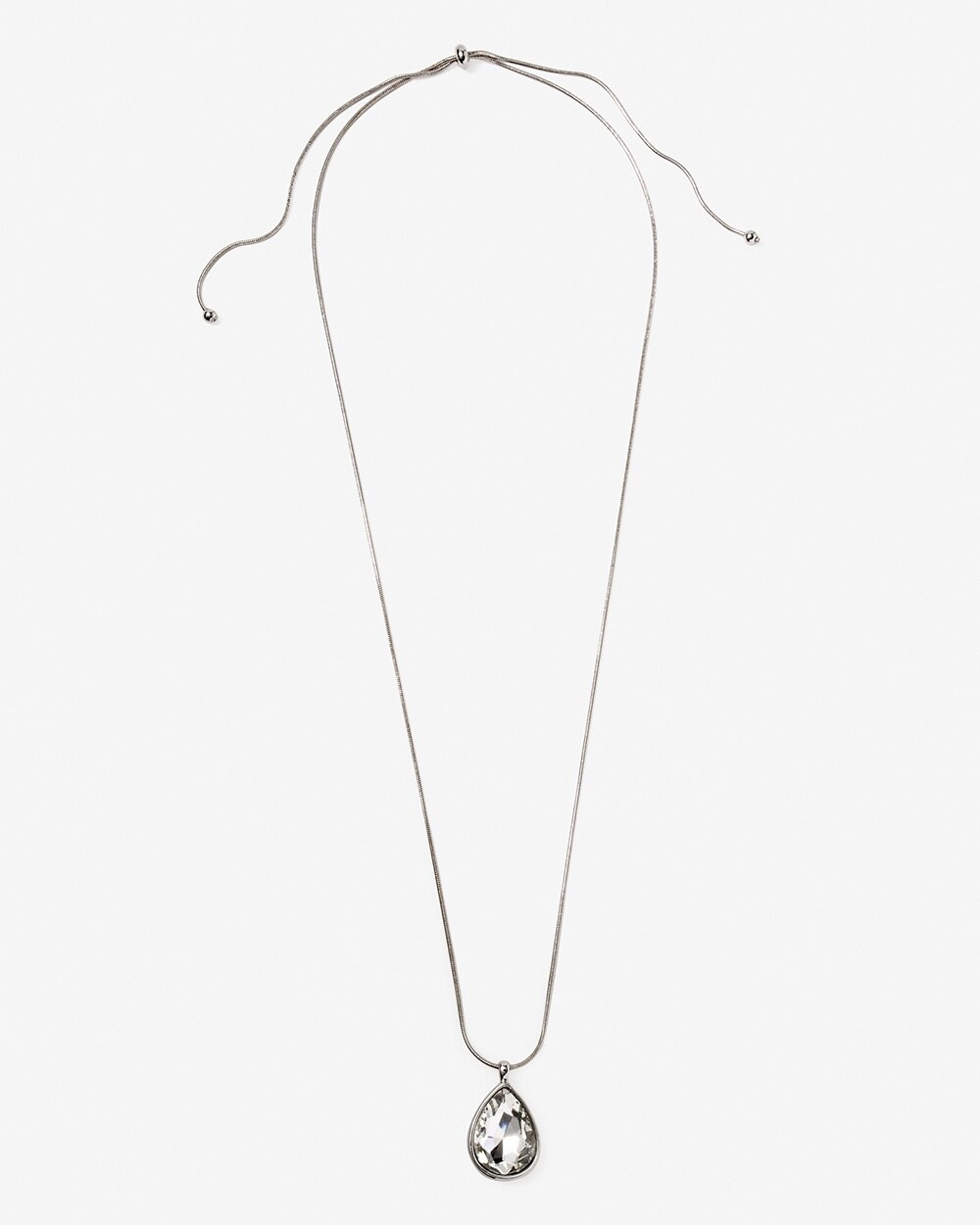 Clear Teardrop Pendant Adjustable Necklace