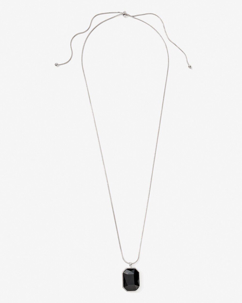 Black Rectangle Pendant Adjustable Necklace