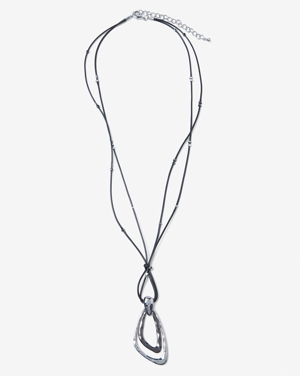 Angled Pendant Faux-Leather Necklace