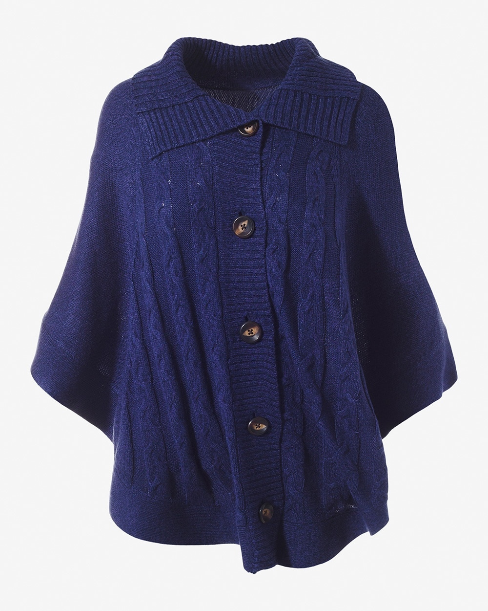 Sweater-Knit Button Cape