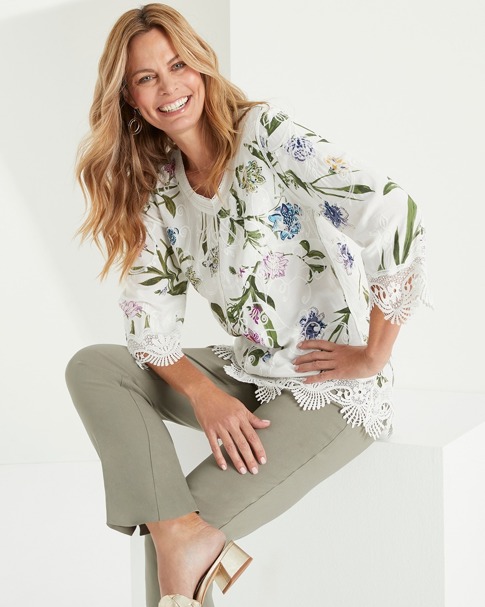 Spring Floral Femme Embroidered Tunic