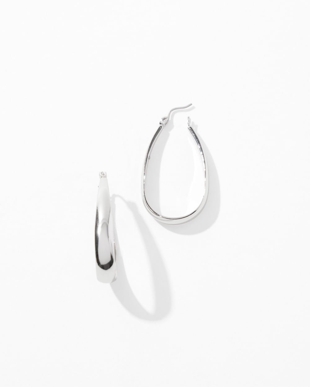 Silvertone Click-It Hoop Earrings
