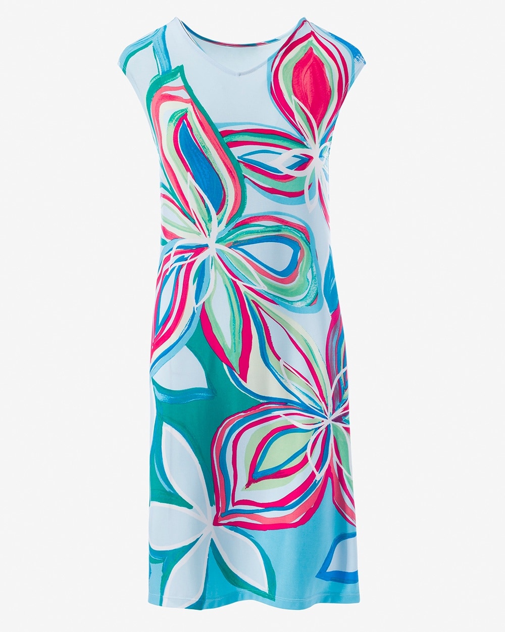 Linear Floral Knee-Length Dress