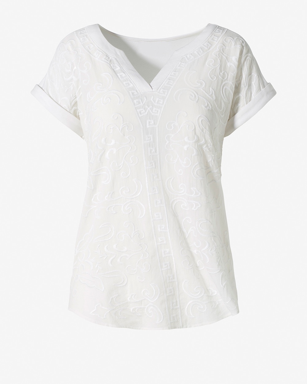 Embroidered Popover Top