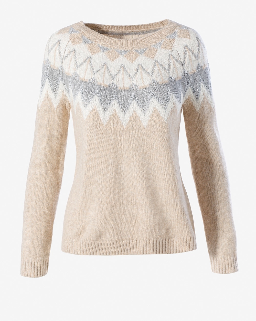 Fair Isle Scoop-Neck Long-Sleeve Sweater