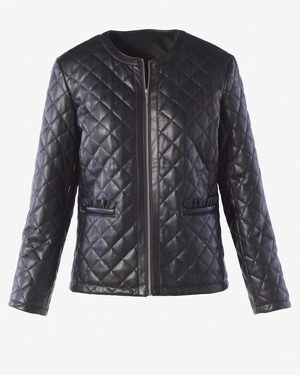 Quilted Faux-Leather Jacket