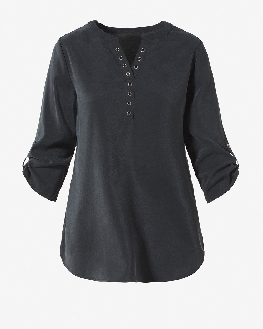 Silky Chic Grommet-Trimmed Tunic