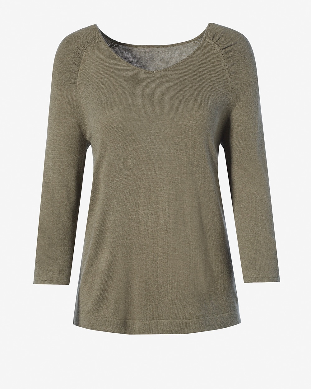 Touch of Cashmere Ruched-Shoulder Pullover