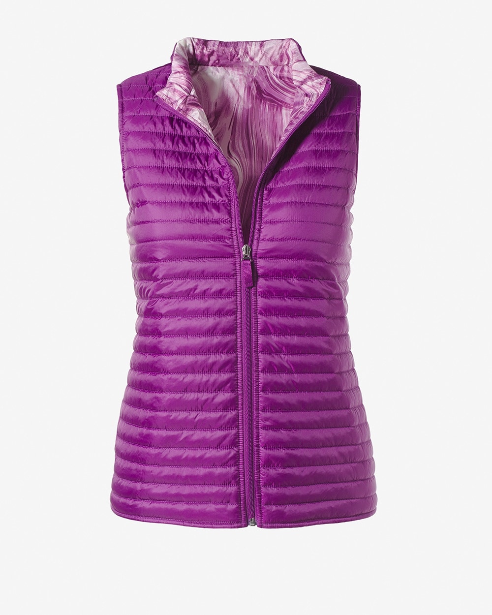 Weekends Marble-Print Lined Quilted Vest
