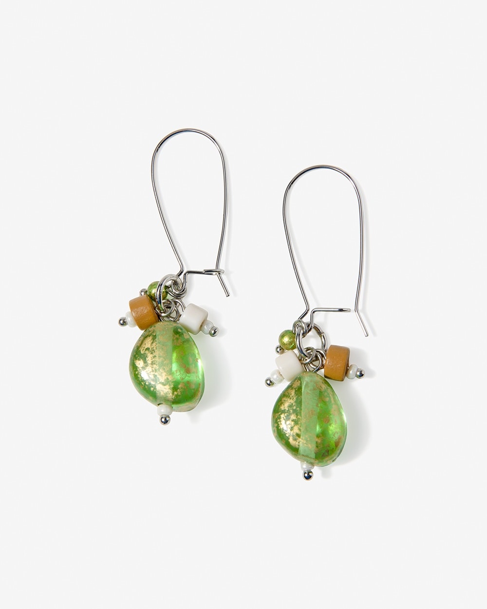 Neutral and Green Drop Earrings