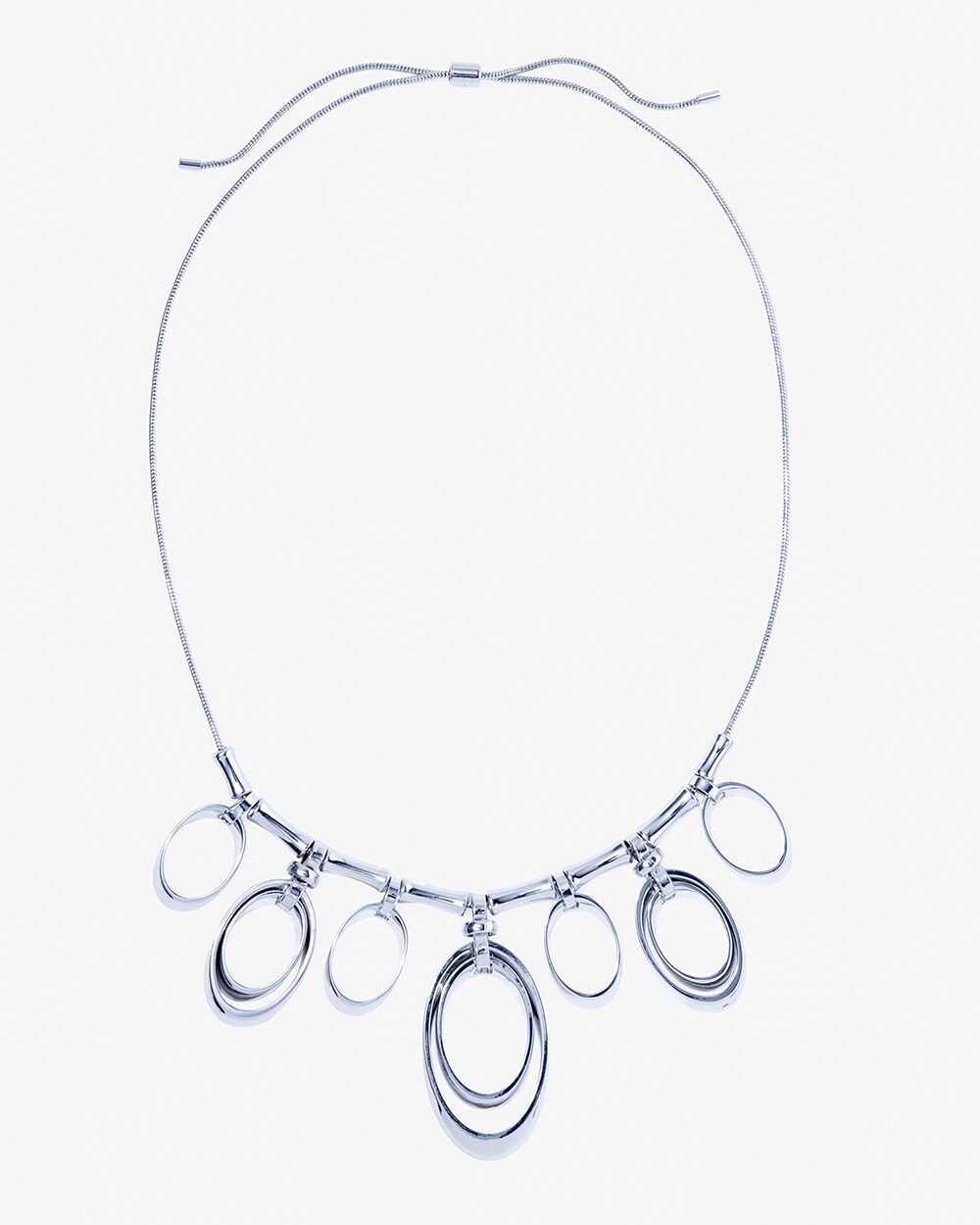 Silvertone Circles Adjustable Necklace