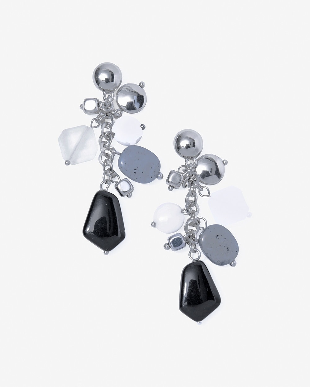 Black & White Charmy Cluster Earrings