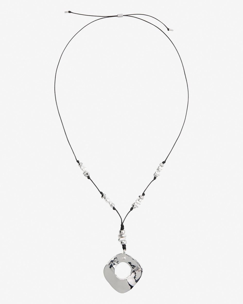 Silvertone Nuggets Pendant Adjustable Necklace