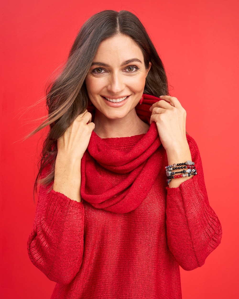 Red Shimmer Sequin Infinity Scarf