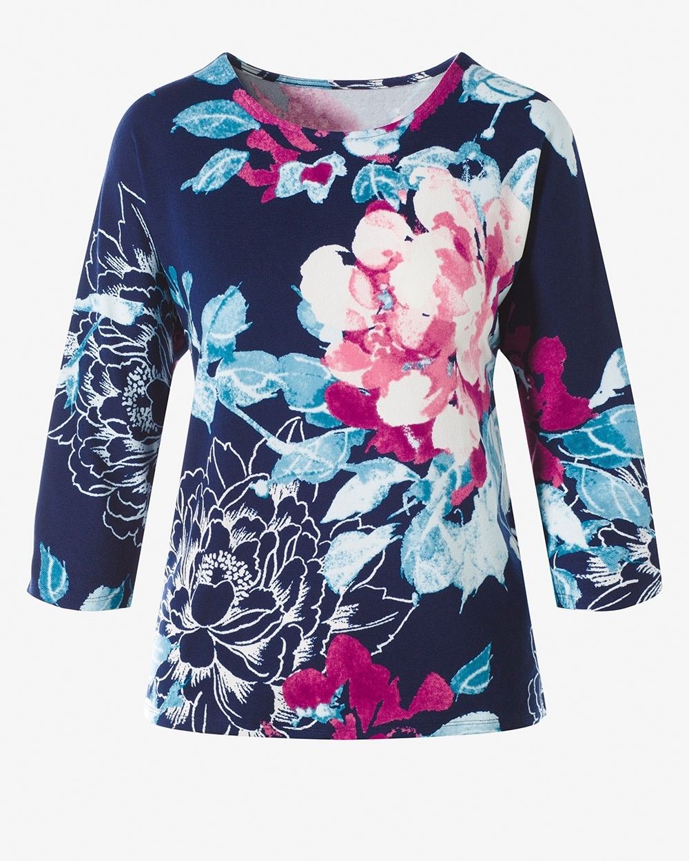 Floral Expression Dolman 3/4-Sleeve Top