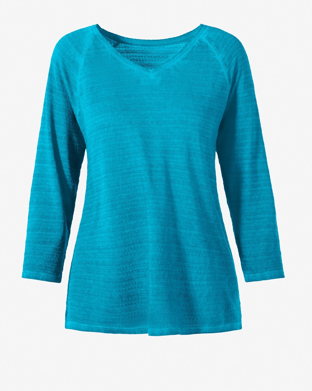 Pigment-Dyed Textured V-Neck Top
