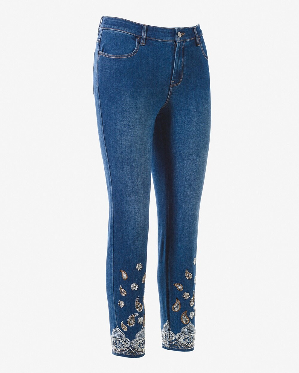 Embroidered Girlfriend Ankle Jeans