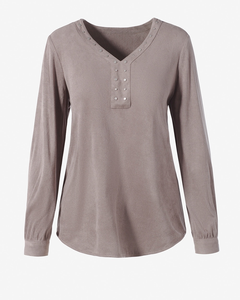 Embellished Corded Faux-Suede Top